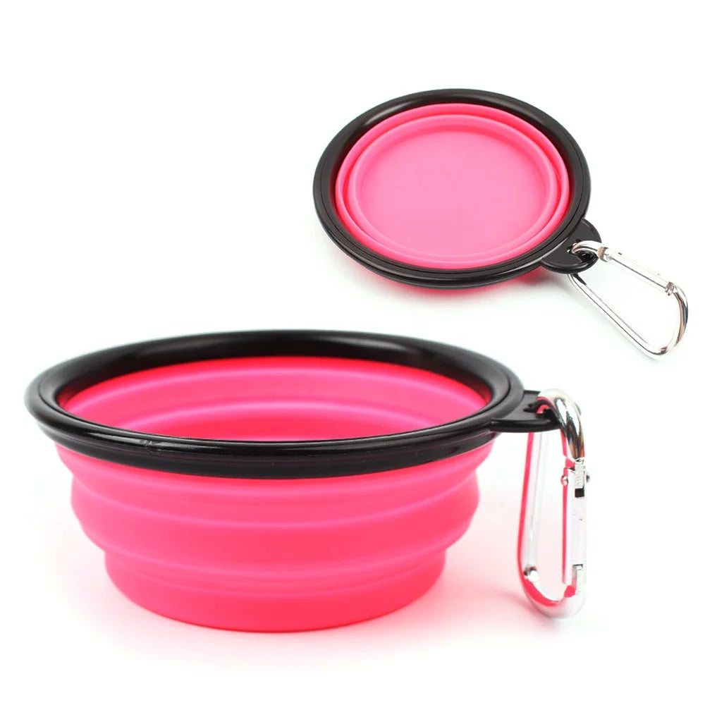 Eco Friendly High Quality Pure Solid Color Dog Silicone Outdoor Collapsible Waterproof Portable Bowl Dog Accessories Pet Feeder