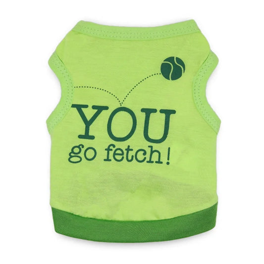 You Go Fetch Cotton Sport Jersey for Small Dogs XS and XL Sizes Print Pattern Summer Spring Apparel Accessory