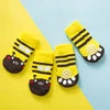 Cute Cartoon Duck Paw Anti-Slip Rubber Dog Socks Fashion Style Waterproof Pet Sock Shoes with Grip Knitted Animal Pattern