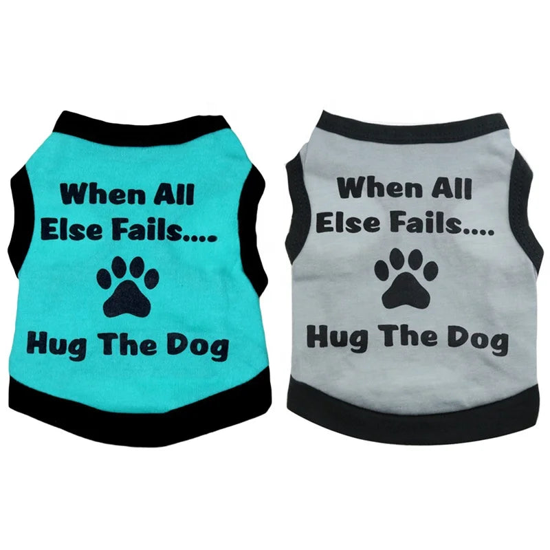 Luxury Summer Cool Pet T-Shirt Apparel with Cute Paws Hugging a Dog Modern Print for Spring Season