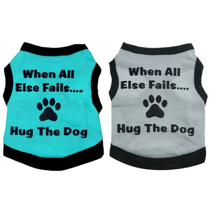 Luxury Summer Cool Pet T-Shirt Apparel with Cute Paws Hugging a Dog Modern Print for Spring Season