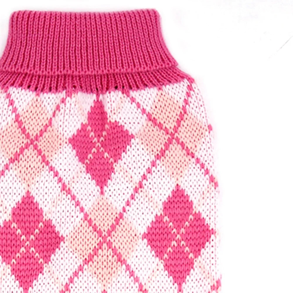 Hand Crochet Acrylic Geometric Pattern Winter Dog & Cat Sweater Durable Elastic Farmhouse Modern Design XS-XXXL Sizes