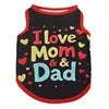 European American Style Summer XS Polyester Dog Vest High Elastic 'Free Kisses' and 'Love Mom Dad' Printed Stripe Pet Clothes