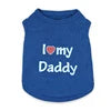 Wholesale Cute I Love Daddy Mommy Printed Cotton Dog T Shirts Tank Tops in XS S XL Sizes for Spring Summer Autumn Seasons