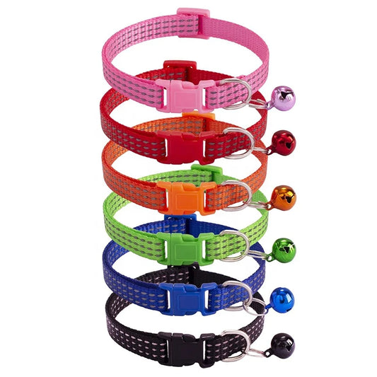 Adjustable Modern Airtag Pet Cat Collar Durable Nylon Belt Reflective Stripe Small Bell Solid Pattern Economically Priced for