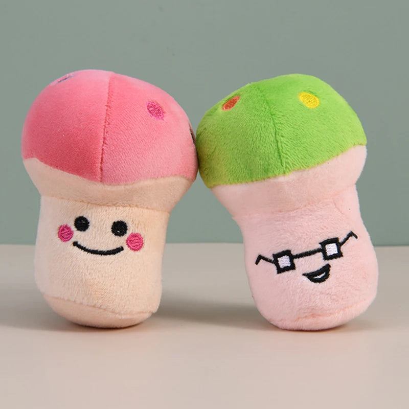 Cute Durable Plush Dog Toy Small Pets' Chew Toy in the Form of a Mushroom