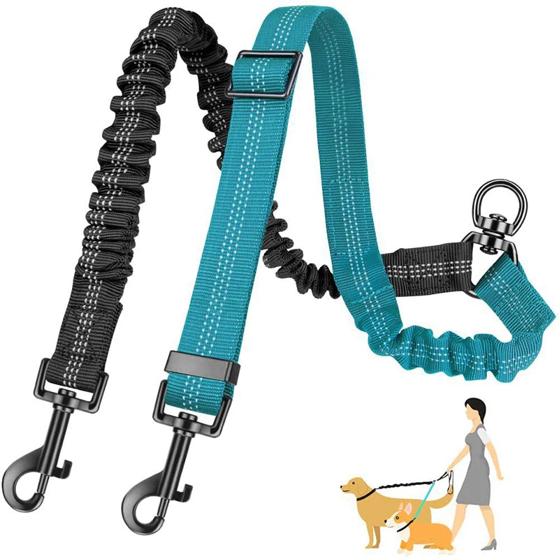 Hot Selling Double-Headed Automatic Retractable Nylon Reflective Fashion Sport Modern Pet Traction Leash for 2 Dogs Animal