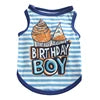 Birthday Pet T-Shirt for Small Dogs Cats-Lightweight Polyester Breathable Summer Clothing Birthday Boy/Girl Striped Cupcake
