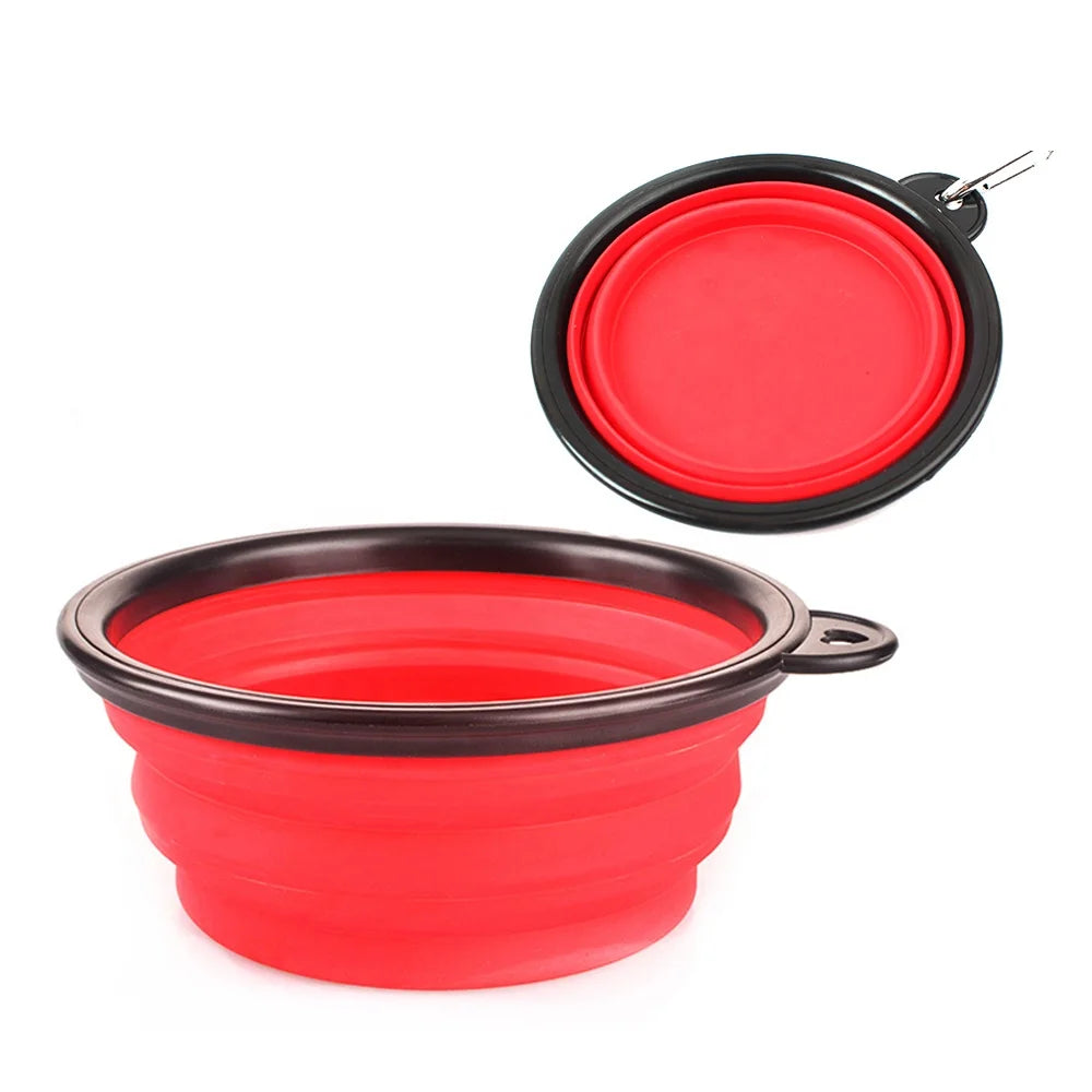 Eco Friendly High Quality Pure Solid Color Dog Silicone Outdoor Collapsible Waterproof Portable Bowl Dog Accessories Pet Feeder