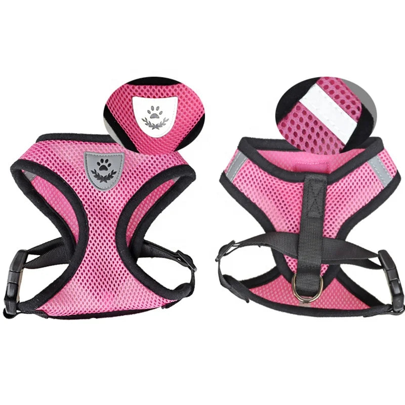Factory Cheap Breathable Mesh Cloth Dog Lift Leash Harness Set Solid Pure Color Reflective Feature Fur Pet Vest Harnesses