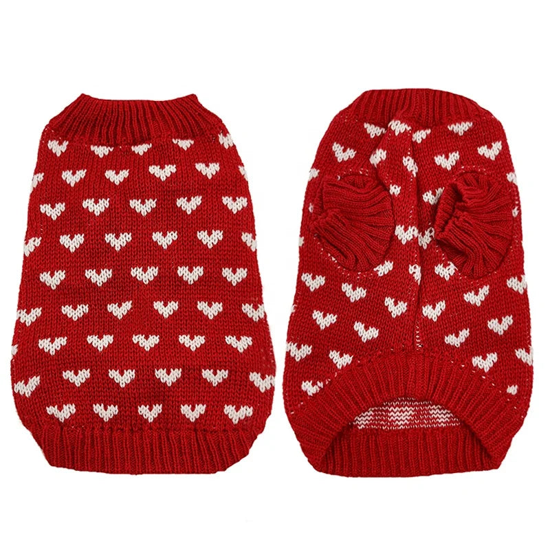 High Quality Acrylic Classic Dog Heart Sweater Soft Knit Pet Jumper Eco-Friendly Cute Solid Pattern XS XL Sizes Spring Autumn