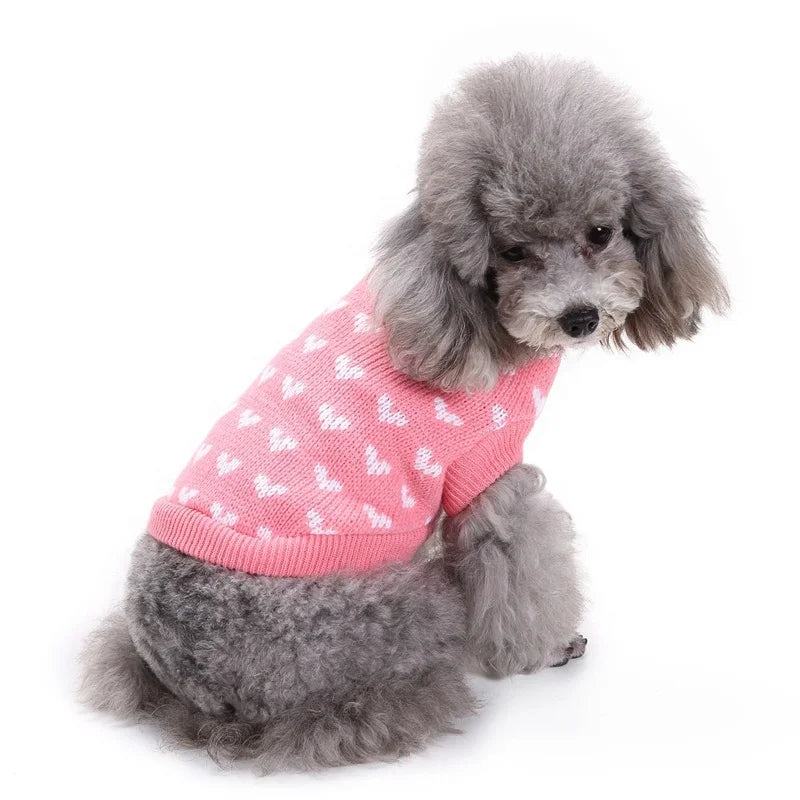 High Quality Acrylic Classic Dog Heart Sweater Soft Knit Pet Jumper Eco-Friendly Cute Solid Pattern XS XL Sizes Spring Autumn
