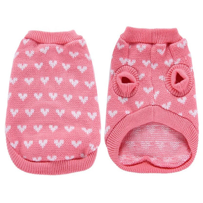 High Quality Acrylic Classic Dog Heart Sweater Soft Knit Pet Jumper Eco-Friendly Cute Solid Pattern XS XL Sizes Spring Autumn