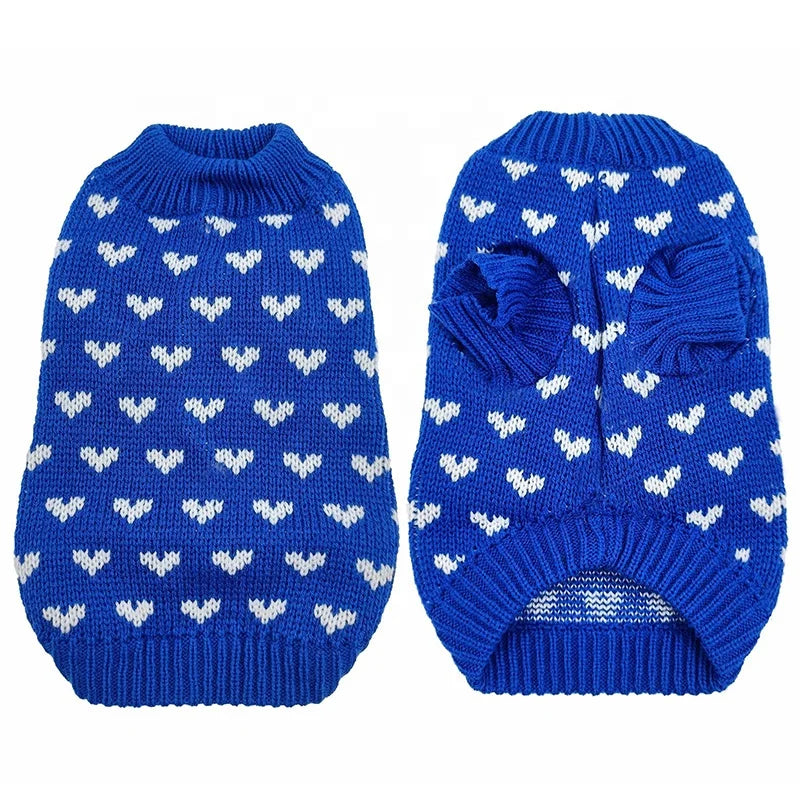 High Quality Acrylic Classic Dog Heart Sweater Soft Knit Pet Jumper Eco-Friendly Cute Solid Pattern XS XL Sizes Spring Autumn