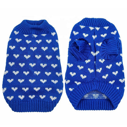 High Quality Acrylic Classic Dog Heart Sweater Soft Knit Pet Jumper Eco-Friendly Cute Solid Pattern XS XL Sizes Spring Autumn